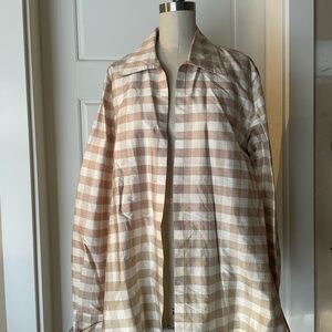 Women’s Tan Checkered Open Front Jacket